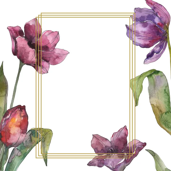 Fleurs Botaniques Florales Tulipes Violettes Feuille Sauvage Printemps Fleur Sauvage — Photo