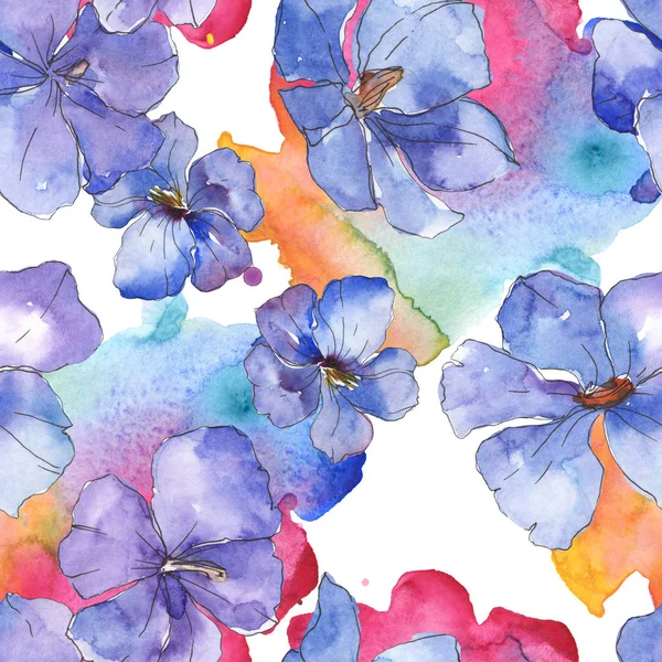 Flor Botánica Floral Lino Azul Púrpura Hoja Primavera Salvaje Aislada —  Fotos de Stock