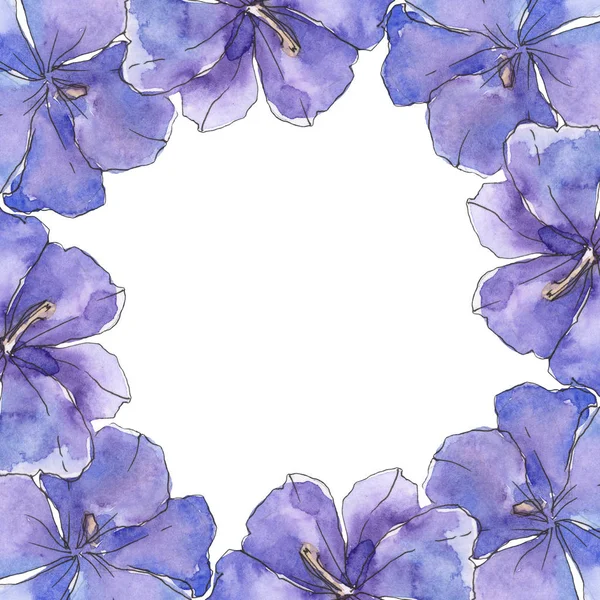 Blauw Paars Vlas Floral Botanische Bloem Wild Voorjaar Blad Wildflower — Stockfoto
