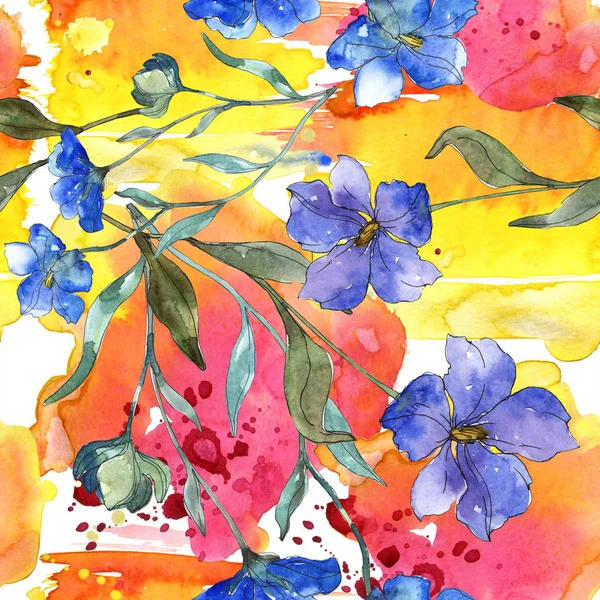 Fleur Botanique Florale Lin Violet Bleu Feuille Printemps Sauvage Isolée — Photo