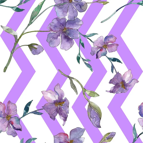 Синий Фиолетовый Лен Ботанический Цветок Дикий Весенний Лист Изолирован Набор — стоковое фото