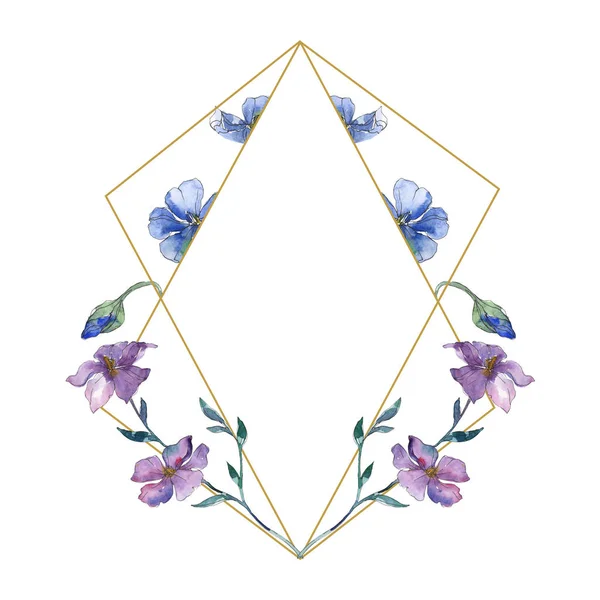 Modré Fialové Lnu Květinové Botanické Květin Divoký Jarní Listové Wildflower — Stock fotografie