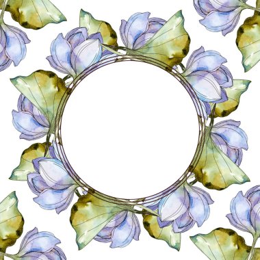 Mavi dalsızdır. Suluboya arka plan illüstrasyon küme. Çerçeve kenarlığı süsleme kopya alanı ile.