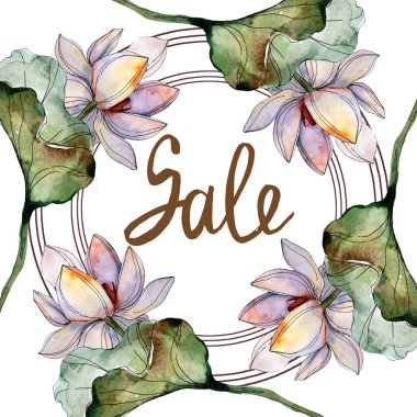 Mavi ve mor dalsızdır. Suluboya arka plan illüstrasyon küme. Çerçeve kenarlığı süsleme yazıt ile.