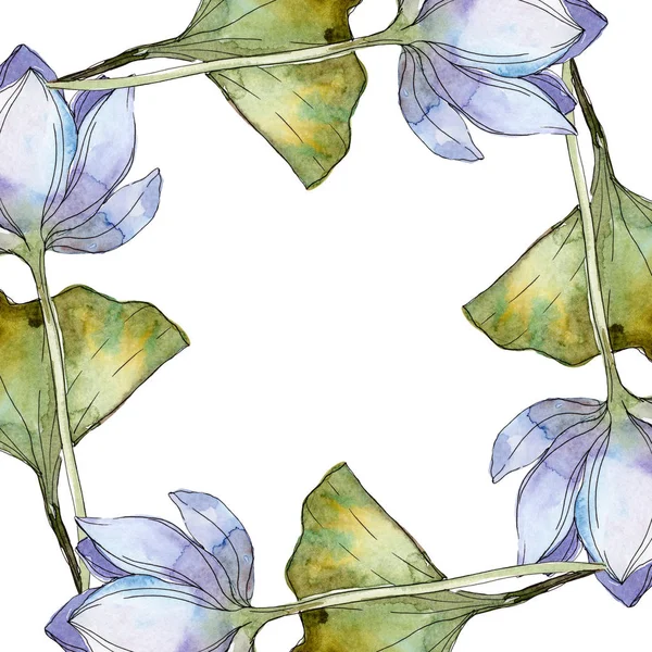 Blaue Lotusblüten Aquarell Hintergrundillustration Set Rahmen Bordüre Mit Kopierraum — Stockfoto