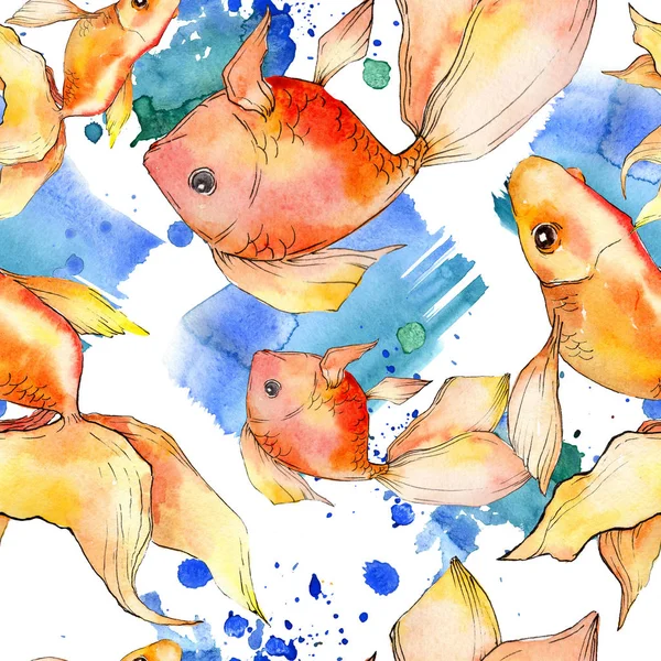 Akvarelu Vodní Barevné Goldfishes Abstraktní Barevné Ilustrace Vzor Bezešvé Pozadí — Stock fotografie