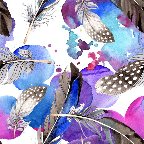 수채화 블루와 날개에서 패턴에 수채화 그리기 패턴입니다 패브릭 — 스톡 사진