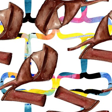 Moda kroki moda glamour çizimde bir suluboya stil öğesi. Giyim aksesuarları trendy moda kıyafet ayarlayın. Suluboya sorunsuz arka plan deseni ayarlayın. Kumaş duvar kağıdı yazdırma doku.