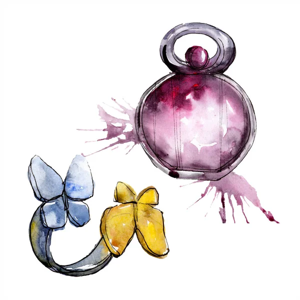 Anel Desenho Perfume Ilustração Glamour Moda Elemento Isolado Estilo Aquarela — Fotografia de Stock