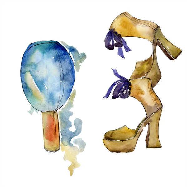 Shoes Perfume Sketch Fashion Glamour Illustration Watercolor Style Isolated Element — Stock Photo, Image