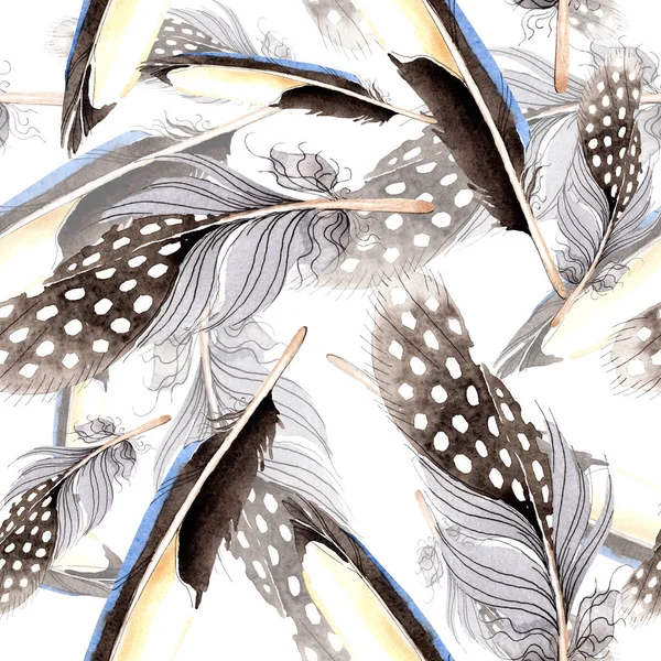 Bird Feathers Wing Watercolor Background Illustration Set Seamless Background Pattern — Stock Photo, Image
