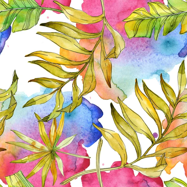 Tropiska Blommor Botaniska Blommor Exotiska Växters Blad Isolerade Akvarell Illustration — Stockfoto
