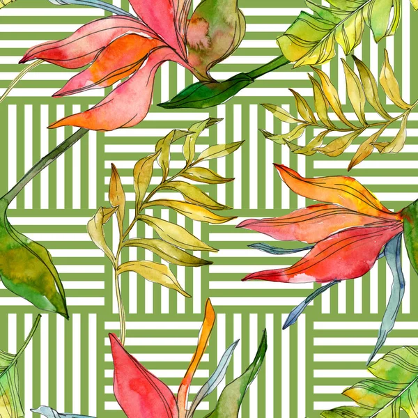 Tropical Floral Botanical Flowers Exotic Plant Leaf Isolated Watercolor Illustration — Stock Photo, Image