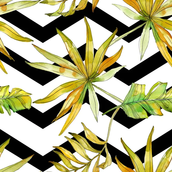 Tropical floral botanical flowers. Exotic plant leaf isolated. Watercolor illustration set. Watercolour drawing fashion aquarelle. Seamless background pattern. Fabric wallpaper print texture.