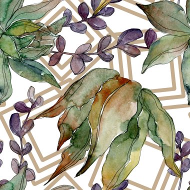 Egzotik tropik hawaiian botanik succulents. Suluboya resim kümesi. Sorunsuz arka plan deseni. Kumaş duvar kağıdı yazdırma doku.