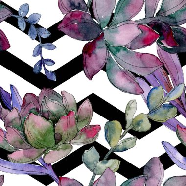 Etli botanik çiçek. Vahşi bahar yaprak izole. Suluboya resim kümesi. Suluboya çizim moda aquarelle. Sorunsuz arka plan deseni. Kumaş duvar kağıdı yazdırma doku.