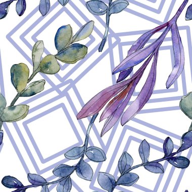 Etli botanik çiçek. Vahşi bahar yaprak izole. Suluboya resim kümesi. Suluboya çizim moda aquarelle. Sorunsuz arka plan deseni. Kumaş duvar kağıdı yazdırma doku.