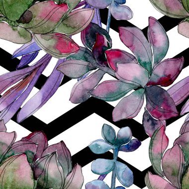 Etli botanik çiçek. Vahşi bahar yaprak izole. Suluboya resim kümesi. Suluboya çizim moda aquarelle. Sorunsuz arka plan deseni. Kumaş duvar kağıdı yazdırma doku.