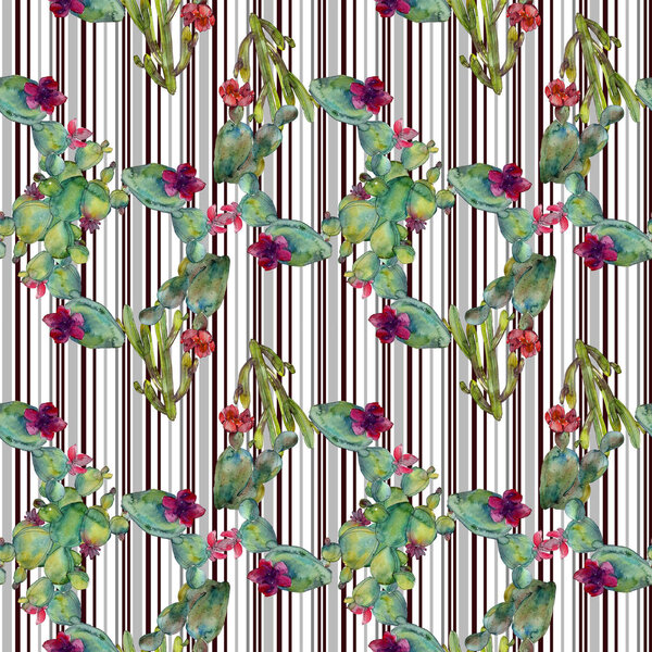 Зеленый набор акварельных иллюстраций кактусов. Бесшовный рисунок фона. Текстура ткани для печати обоев
.