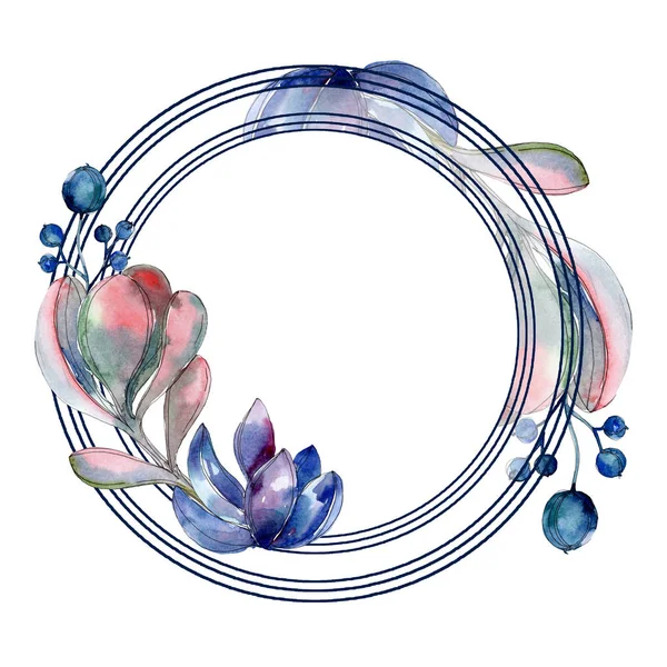 Sukkulente Botanische Blumen Aquarell Hintergrundillustration Set Rahmen Bordüre Ornament — Stockfoto