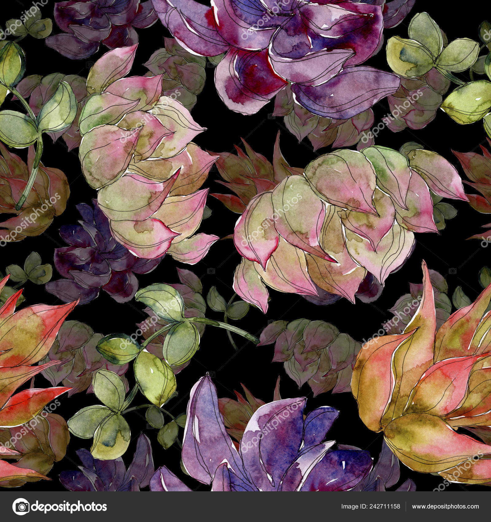 Exotic Tropical Hawaiian Botanical Succulents Watercolor Illustration Set Seamless Background Stock Photo By C Andreyanush Exotic Tropical Hawaiian Botanical Succulents Watercolor Illustration Set Seamless Background Stock Photo By C Andreyanush