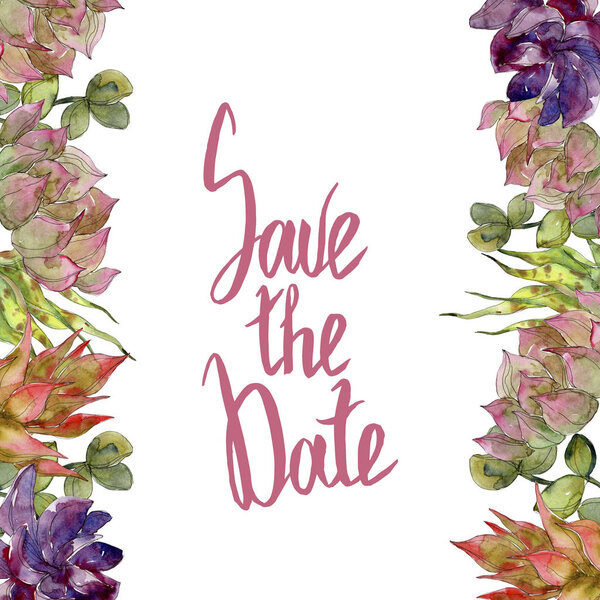 Сочные ботанические цветы. Набор акварельных фонов. Граничный орнамент с надписью
.