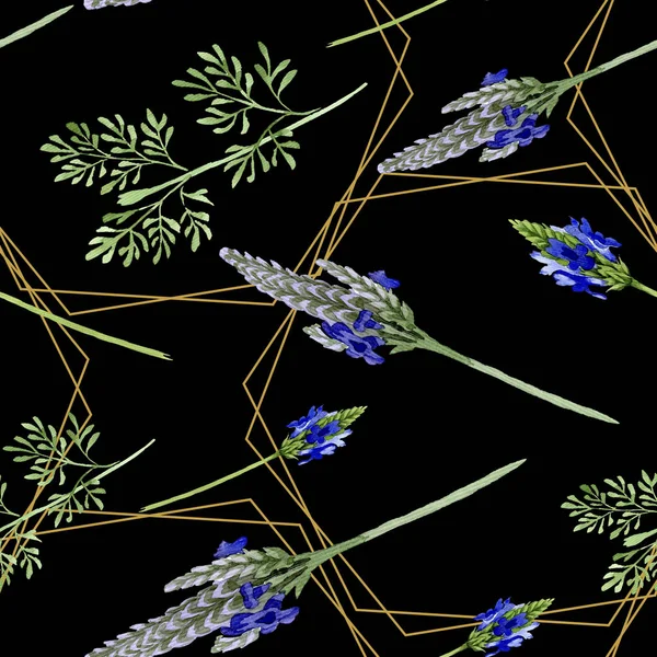 Blue violet lavender flower. Wild spring leaf wildflower isolated. Watercolor illustration set. Watercolour drawing fashion aquarelle. Seamless background pattern. Fabric wallpaper print texture.