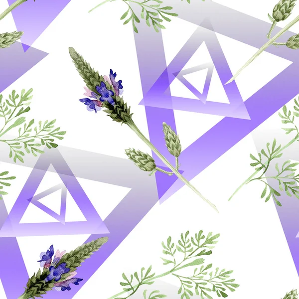 Blue violet lavender flower. Wild spring leaf wildflower isolated. Watercolor illustration set. Watercolour drawing fashion aquarelle. Seamless background pattern. Fabric wallpaper print texture.