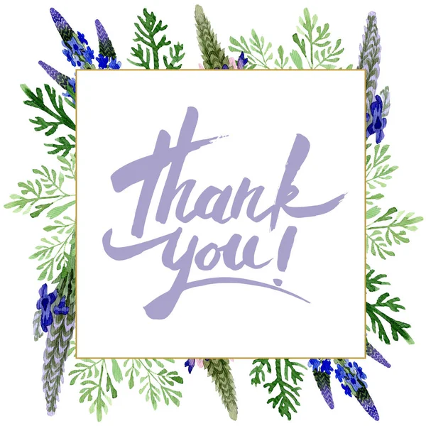 Blue violet lavender floral botanical flower. Wild spring leaf wildflower isolated. Watercolor background illustration set. Watercolour drawing fashion aquarelle. Frame border ornament square.
