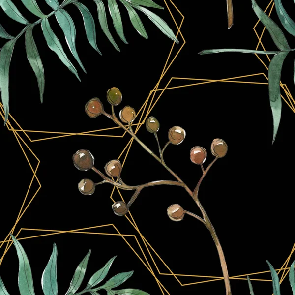 Exotic tropical hawaiian summer. Palm beach tree leaves. Watercolor illustration set. Watercolour drawing fashion aquarelle isolated. Seamless background pattern. Fabric wallpaper print texture.