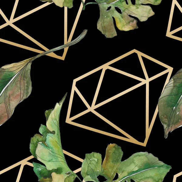 Exotic tropical hawaiian summer. Palm beach tree leaves. Watercolor illustration set. Watercolour drawing fashion aquarelle isolated. Seamless background pattern. Fabric wallpaper print texture.