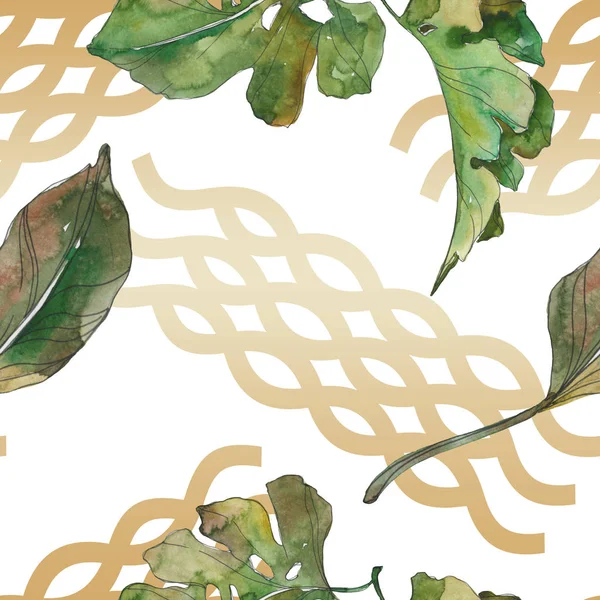 Exotic tropical hawaiian summer. Palm beach tree leaves. Watercolor illustration set. Watercolour drawing fashion aquarelle isolated. Seamless background pattern. Fabric wallpaper print texture.