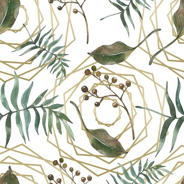 Exotic tropical hawaiian summer. Palm beach tree leaves. Watercolor illustration set. Watercolour drawing fashion aquarelle isolated. Seamless background pattern. Fabric wallpaper print texture.