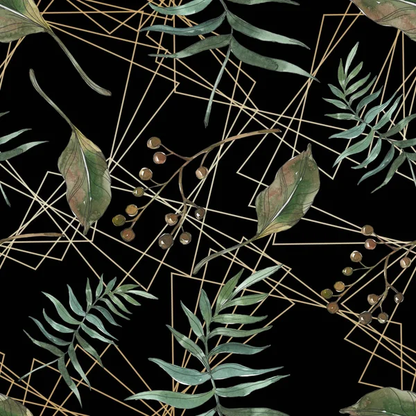 Exotic tropical hawaiian summer. Palm beach tree leaves. Watercolor illustration set. Watercolour drawing fashion aquarelle isolated. Seamless background pattern. Fabric wallpaper print texture.