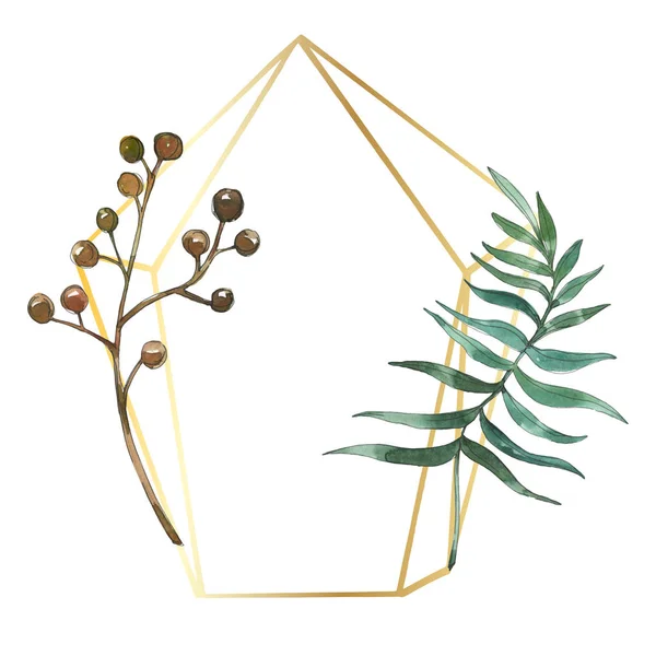 Exotic tropical hawaiian summer. Palm beach tree leaves. Watercolor background illustration set. Watercolour drawing fashion aquarelle isolated. Frame border ornament square.