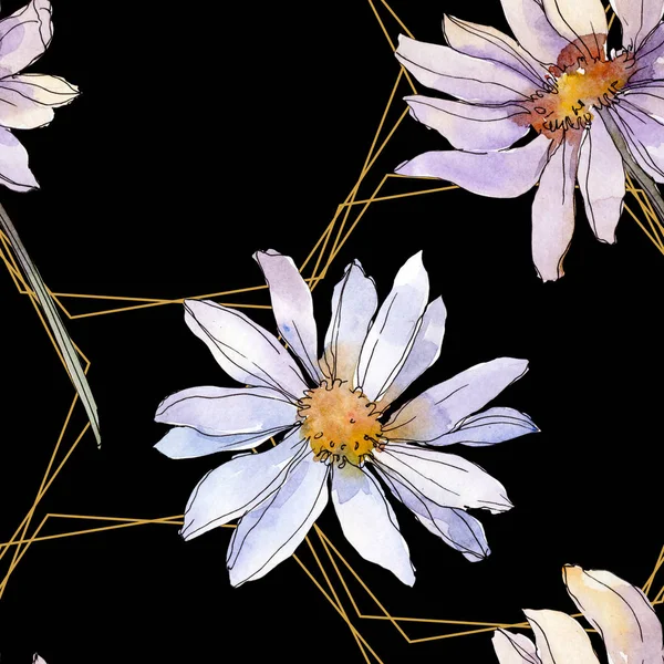 鎮静と緑の葉の水彩イラスト白で隔離がヒナギク ストック写真 C Andreyanush