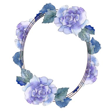 Gül botanik çiçek. Vahşi bahar yaprak izole kır çiçeği. Suluboya arka plan illüstrasyon küme. Suluboya çizim moda aquarelle. Çerçeve kenarlığı süsleme Meydanı.