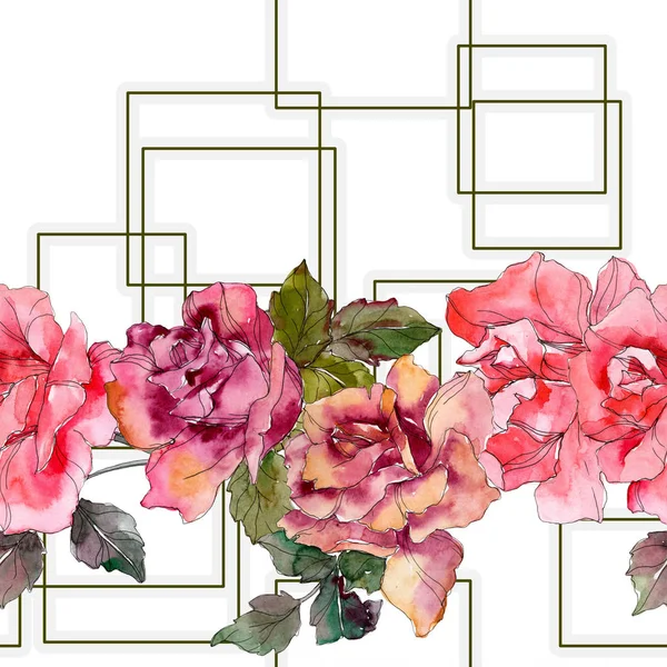 Rosa Rosa Flor Botánica Floral Hoja Primavera Salvaje Aislada Juego — Foto de Stock