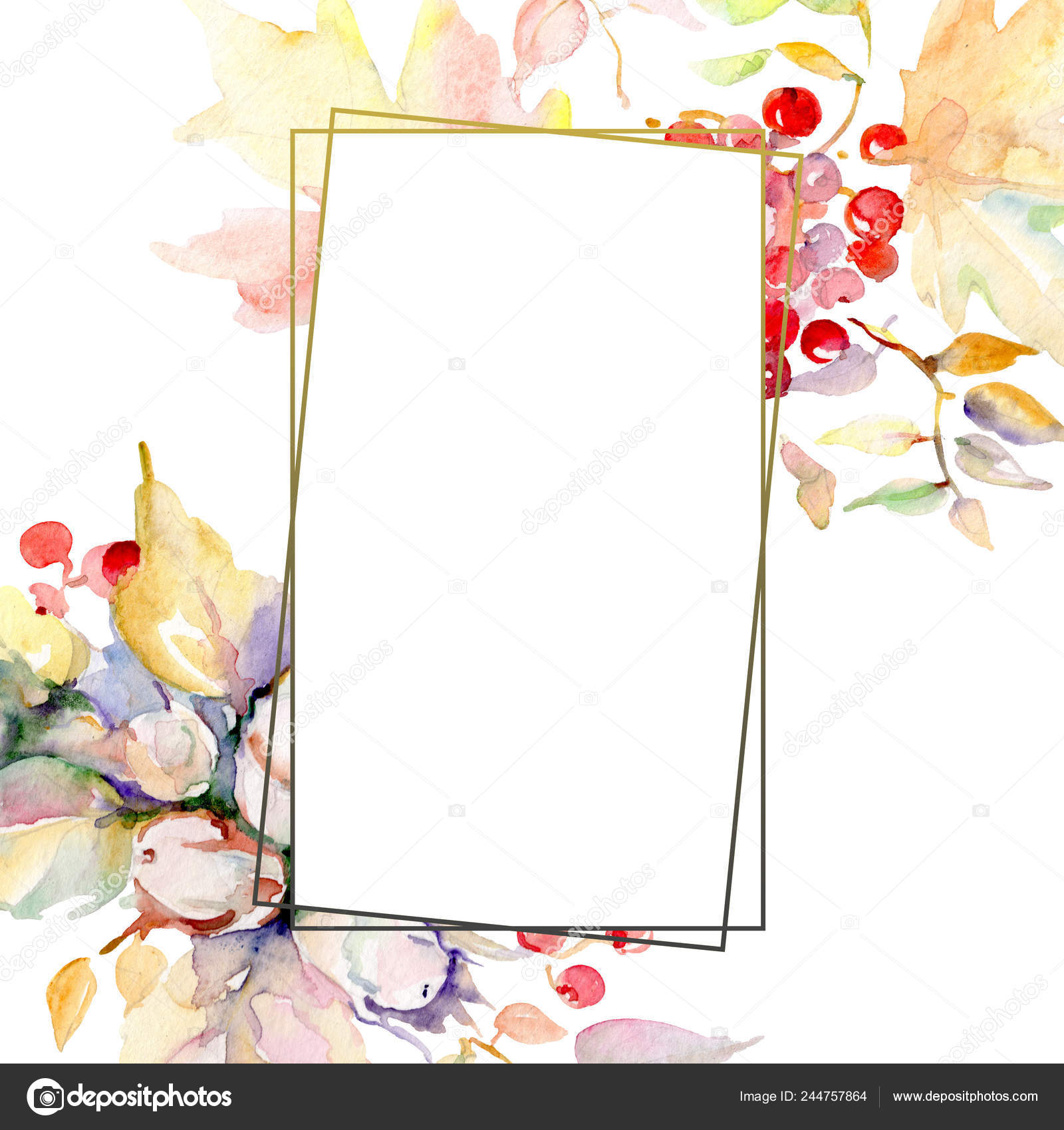 Download Bouquet Autumn Forest Fruits Wild Spring Leaf Isolated Watercolor Background Stock Photo Image By C Andreyanush 244757864