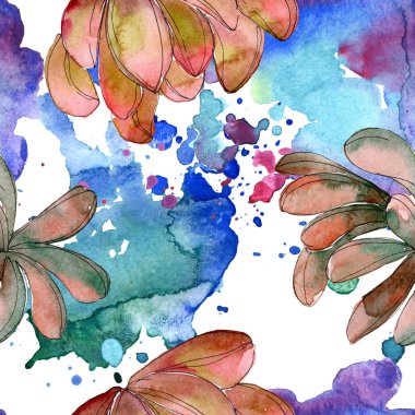 Orman etli çiçek. Bahar yaprak izole kır çiçeği. Suluboya resim kümesi. Suluboya çizim moda aquarelle. Sorunsuz arka plan deseni. Kumaş duvar kağıdı yazdırma doku.