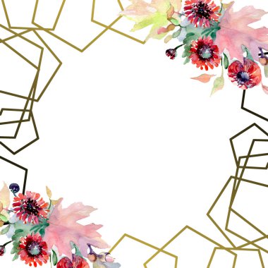 Buket çiçek botanik çiçekler. Vahşi bahar yaprak izole kır çiçeği. Suluboya arka plan illüstrasyon küme. Suluboya çizim moda aquarelle izole. Çerçeve kenarlığı süsleme Meydanı.