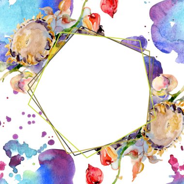 Sonbahar orman meyve buketi. Vahşi bahar yaprak izole. Suluboya arka plan illüstrasyon küme. Suluboya çizim moda aquarelle izole. Çerçeve kenarlığı kristal süsleme Meydanı.
