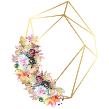 Buketler botanik çiçek. Vahşi bahar yaprak izole kır çiçeği. Suluboya arka plan illüstrasyon küme. Suluboya çizim moda aquarelle izole. Çerçeve kenarlığı süsleme Meydanı.