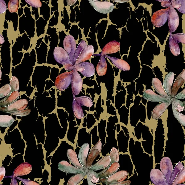 Jungle succulent flower. Spring leaf wildflower isolated. Watercolor illustration set. Watercolour drawing fashion aquarelle. Seamless background pattern. Fabric wallpaper print texture.
