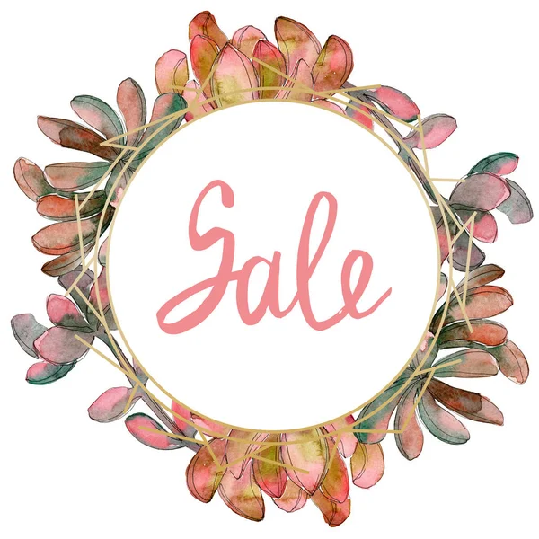 Jungle succulent floral botanical flower. Wild spring leaf wildflower isolated. Watercolor background illustration set. Watercolour drawing fashion aquarelle isolated. Frame border ornament square.