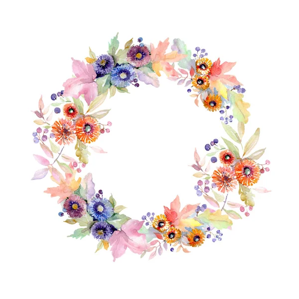 Blumenstrauß Botanische Blumen Wildes Frühlingsblatt Wildblume Isoliert Aquarell Hintergrundillustration Set — Stockfoto