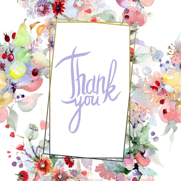 Букет с цветами и фруктами. Дикий весенний цветок изолирован. Набор акварельных фонов. Акварель акварель акварель изолирована. Граничный орнамент
.