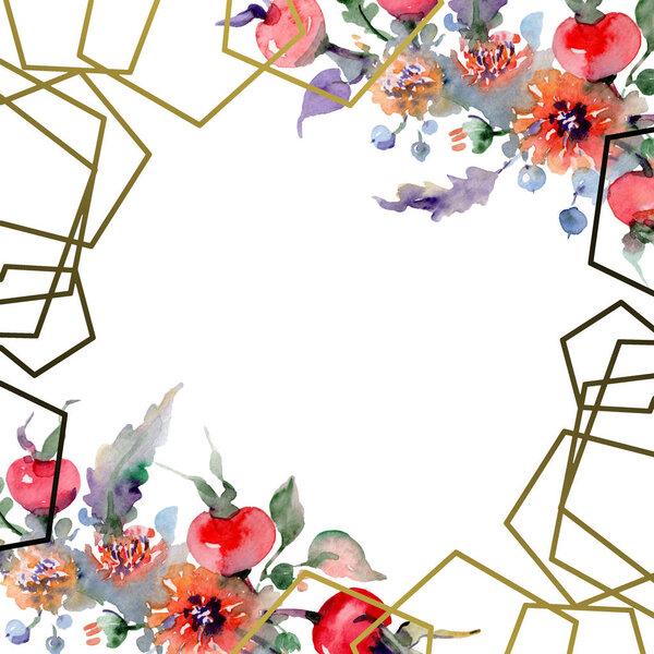 Букет с цветами и фруктами. Дикий весенний цветок изолирован. Набор акварельных фонов. Акварель акварель акварель изолирована. Граничный орнамент
.