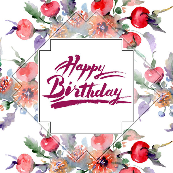 Букет с цветами и фруктами. Дикий весенний цветок изолирован. Набор акварельных фонов. Акварель акварель акварель изолирована. Граничный орнамент
.