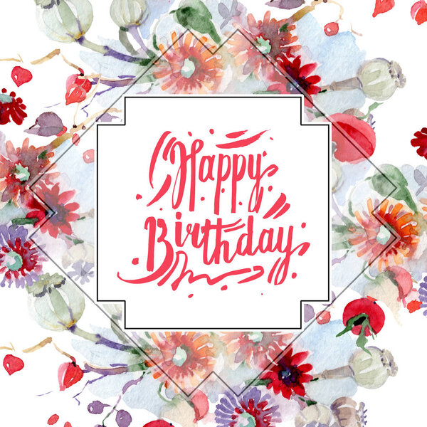 Букет с цветами и фруктами. Дикий весенний цветок изолирован. Набор акварельных фонов. Акварель акварель акварель изолирована. Граничный орнамент
.